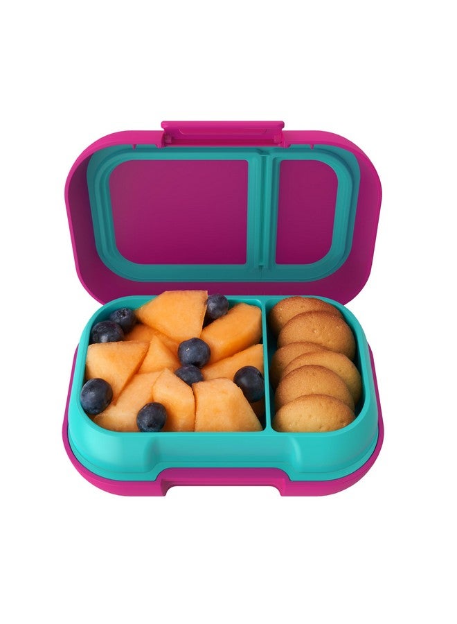 Bentgo Kids Snack - 2 Compartment Leak-Proof Bento Box Container for Snacks and Small Meals, Easy-Open Latch, Dishwasher Safe, BPA-Free for School, Daycare, & Sports - Ideal for Ages 3+ (Fuchsia/Teal) - Image 1