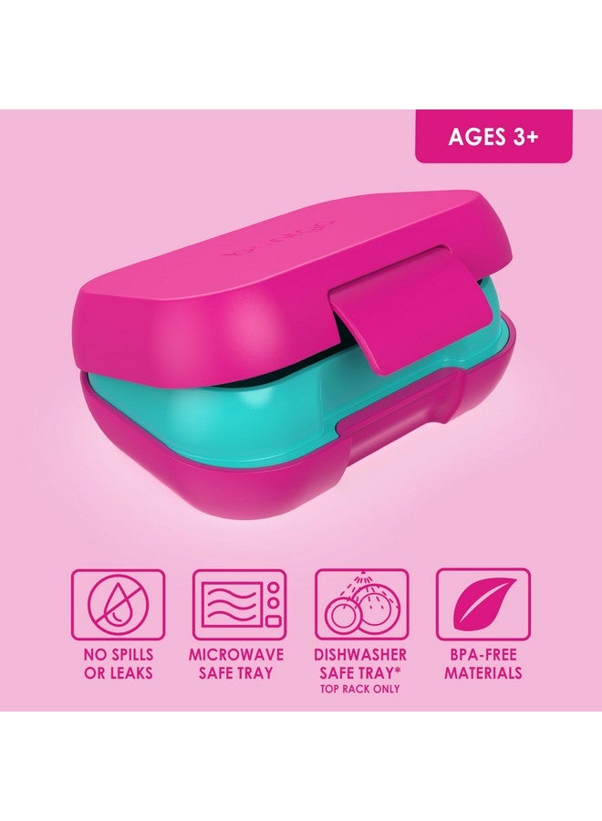 Bentgo Kids Snack - 2 Compartment Leak-Proof Bento Box Container for Snacks and Small Meals, Easy-Open Latch, Dishwasher Safe, BPA-Free for School, Daycare, & Sports - Ideal for Ages 3+ (Fuchsia/Teal) - Image 3