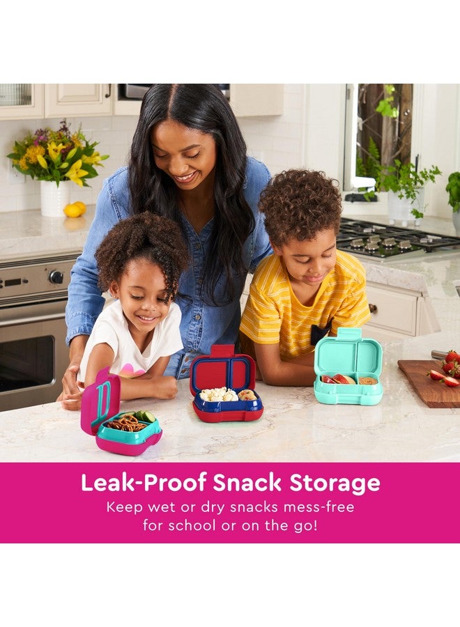 Bentgo Kids Snack - 2 Compartment Leak-Proof Bento Box Container for Snacks and Small Meals, Easy-Open Latch, Dishwasher Safe, BPA-Free for School, Daycare, & Sports - Ideal for Ages 3+ (Fuchsia/Teal) - Image 2