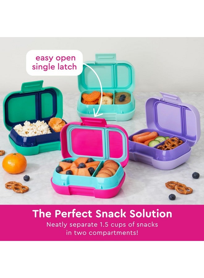 Bentgo Kids Snack - 2 Compartment Leak-Proof Bento Box Container for Snacks and Small Meals, Easy-Open Latch, Dishwasher Safe, BPA-Free for School, Daycare, & Sports - Ideal for Ages 3+ (Fuchsia/Teal) - Image 4