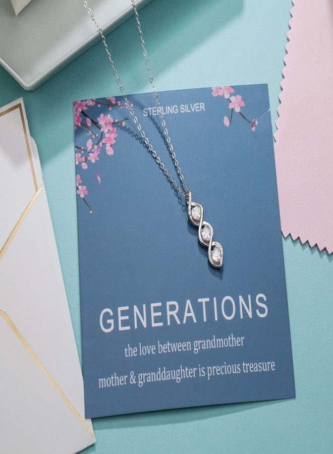 يو إس أونلاين911 قلادة الأجيال - قلادة من الفضة الإسترلينية بثلاثة قلوب ورمز اللانهاية، هدية مثالية للجدة والأم والحفيدة، مجوهرات عيد ميلاد وعيد الأم - Image 5