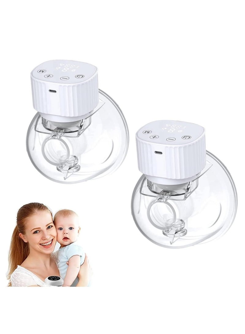 Electric Breast Pump, Breast Pump Milk Suction Device Hands Free with 3 Modes, 9 Levels, LCD Display, Wearable Breast Pump Low Noise Rechargeable Milk Extractor (2PC) - Image 1