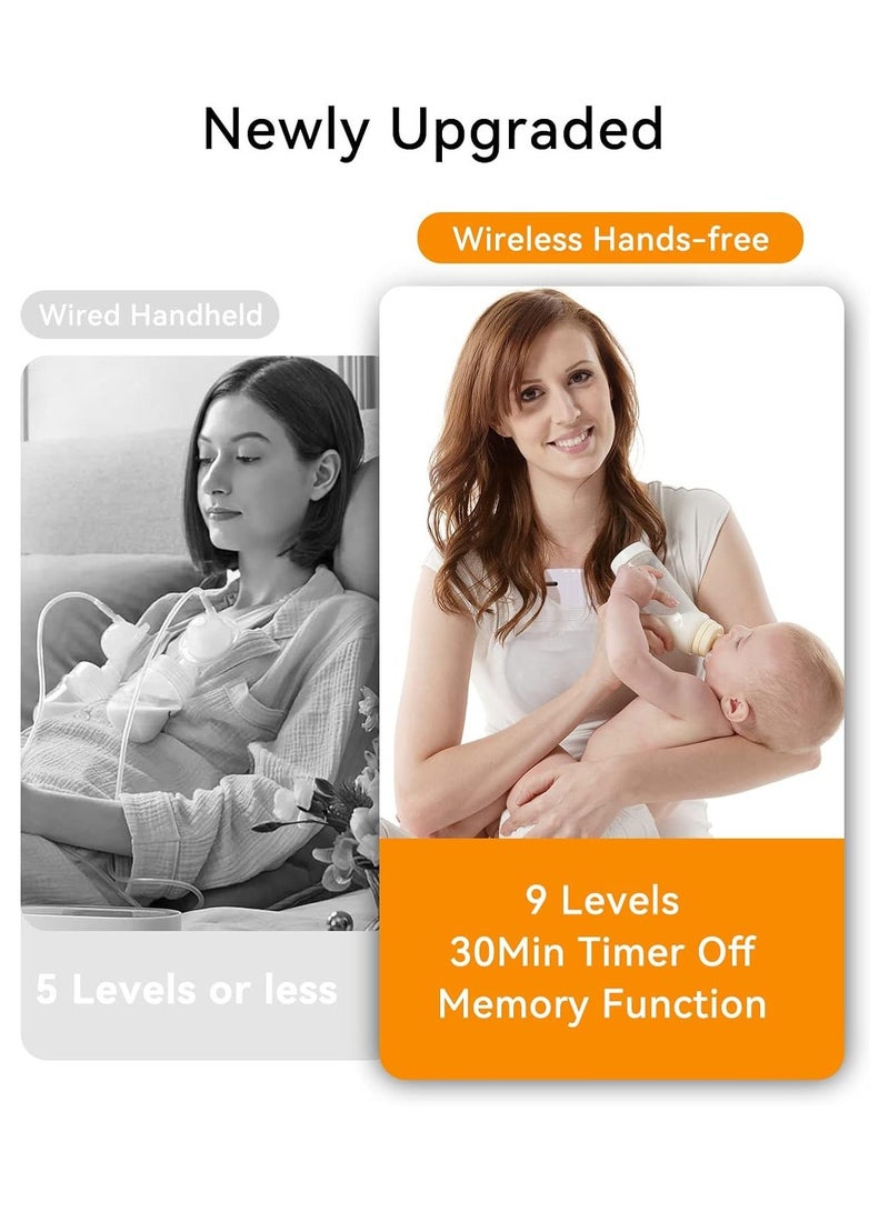 Electric Breast Pump, Breast Pump Milk Suction Device Hands Free with 3 Modes, 9 Levels, LCD Display, Wearable Breast Pump Low Noise Rechargeable Milk Extractor (2PC) - Image 2