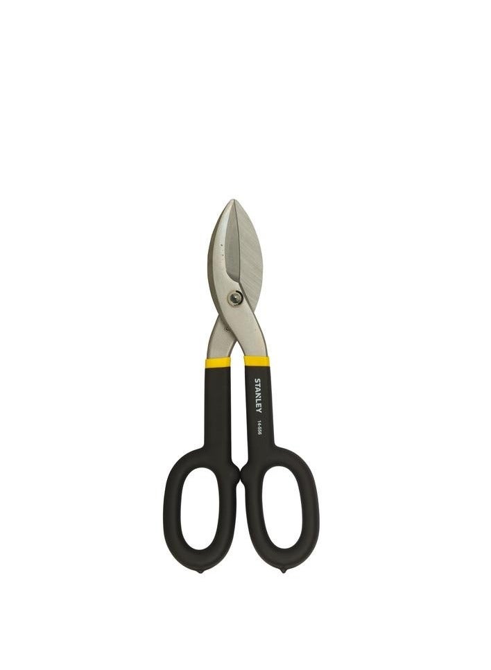 Stanley Non-Slip Grip Straight Bi-Material Tin Snips Black and Silver 250mm 2-14-556 - Image 1