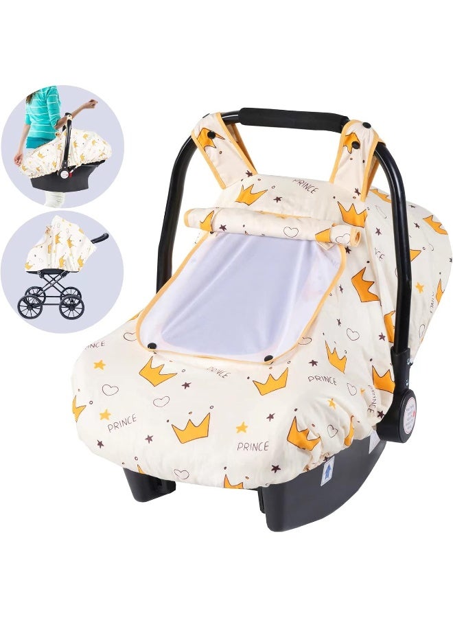 SMTTW Baby Car Seat Cover - Universal Fit, Snug, Breathable, Canopy for Boys/Girls, Ideal for All Seasons (Crown) - Image 1