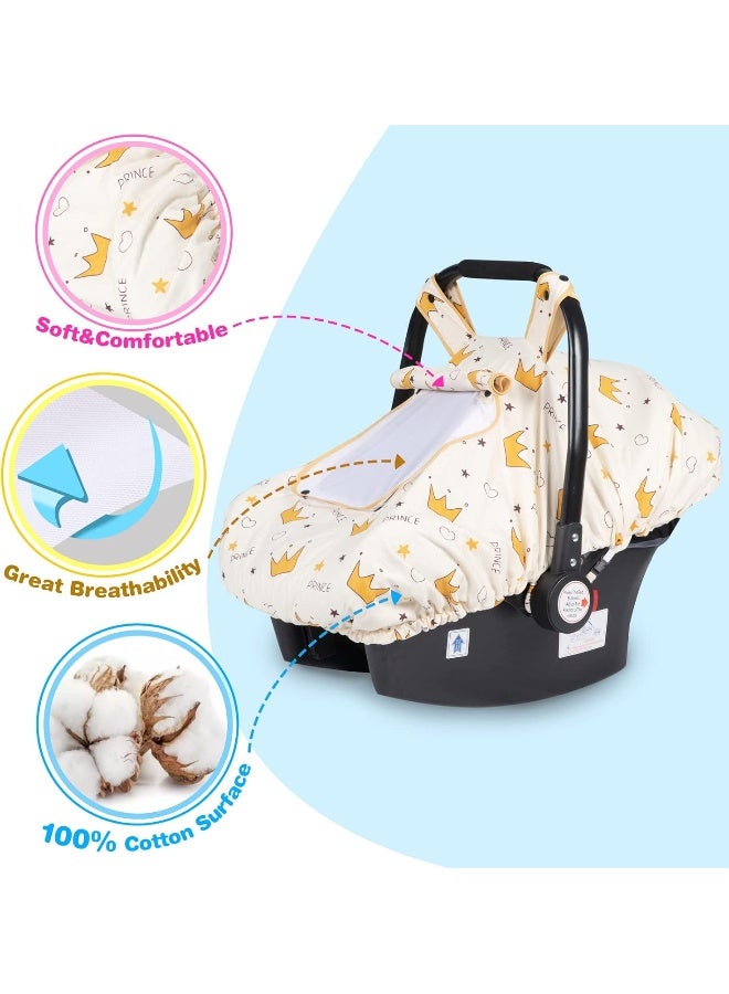 SMTTW Baby Car Seat Cover - Universal Fit, Snug, Breathable, Canopy for Boys/Girls, Ideal for All Seasons (Crown) - Image 3