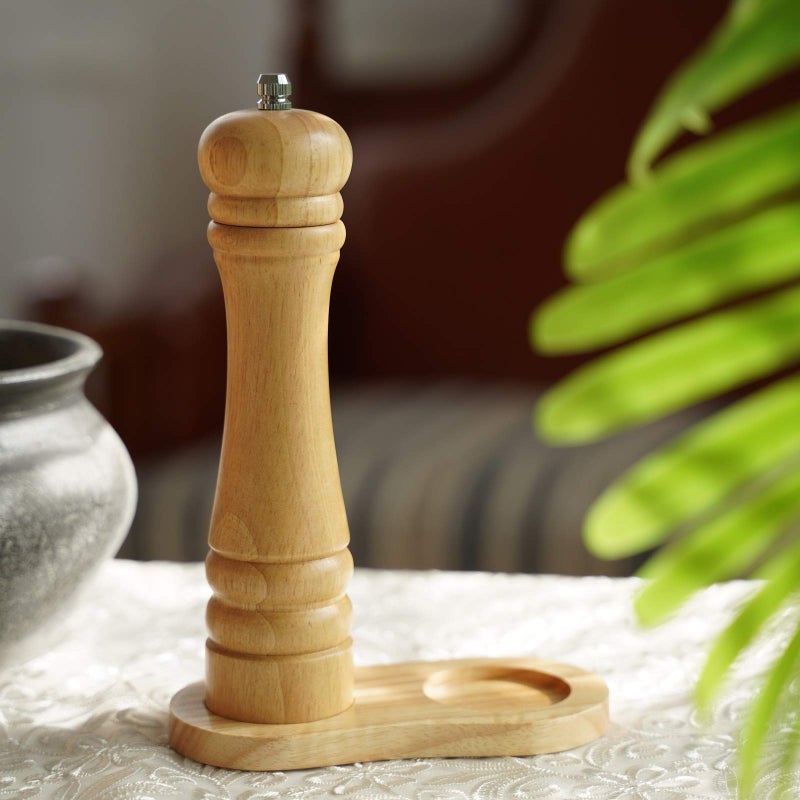 DeroTeno Rubber Tree Wood Pepper Mill with Ceramic Grinder Height 21 cm - Image 2