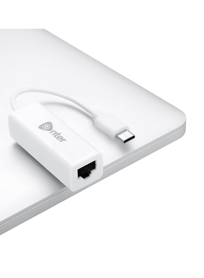 Enter Renewed - Enter E-UCL Type C to RJ45 Ethernet LAN Adapter - Up to 1000 Mbps for Windows, Mac, and Linux (White) - Image 2