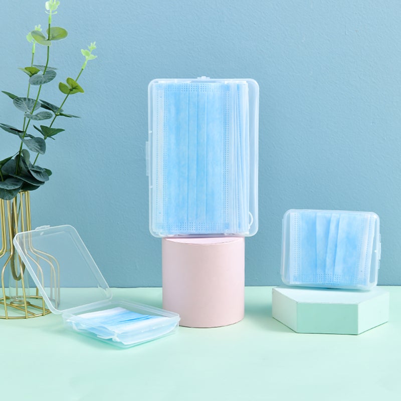 Disposable Mask Storage Box Large High-Durability PP Material With Protective Cover - Transparent Design Facial-Mask Case for On-the-Go Home Use - Image 3