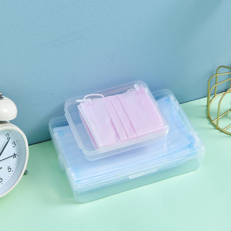 Disposable Mask Storage Box Large High-Durability PP Material With Protective Cover - Transparent Design Facial-Mask Case for On-the-Go Home Use - Image 5