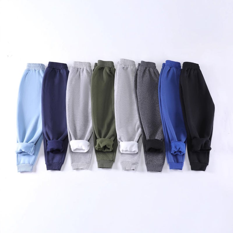 Children'S Fleece-Lined Pants Outer Wear Boys' Sweatpants Girls' Sports Pants Thickened One-Piece Fleece Mid-Large Children'S Warm Pants - Image 2