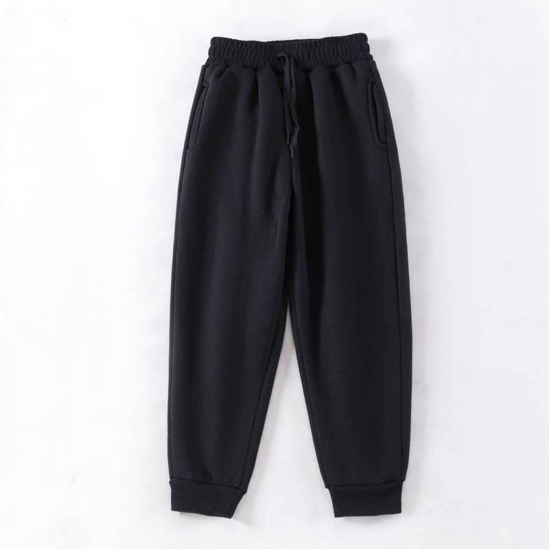 Children'S Fleece-Lined Pants Outer Wear Boys' Sweatpants Girls' Sports Pants Thickened One-Piece Fleece Mid-Large Children'S Warm Pants - Image 1