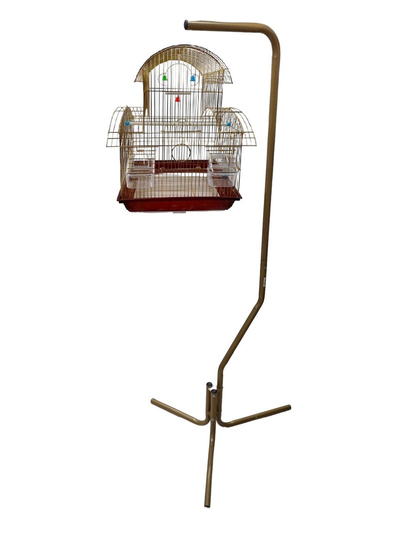 Generic Hanging Pet Parrot Bird Cage With Durable Metal Stand Golden 