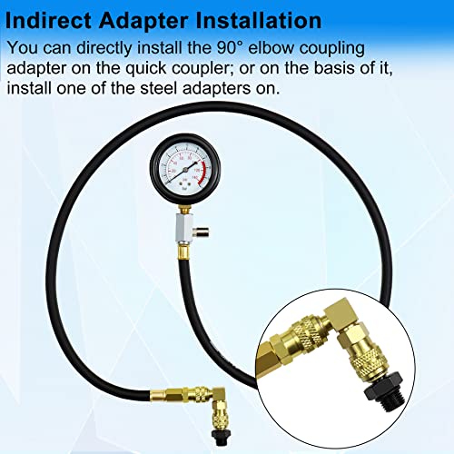 JoyFans Oil Pressure Tester Tool, 0-140PSI Oil Pressure Gauge Kit for Fuel System Mechanical Sensor Engine Cylinder Compression Test with Hose Adapters for Cars ATVs Trucks Use Red Case - Image 3