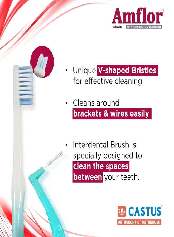 Amflor Orthodontic Kit | Amflor Toothpaste & Mouthwash | Castus Orthodontic Brush | Braces Wax - Image 3