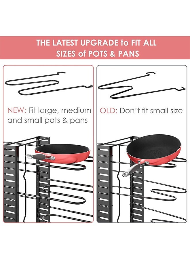 Kitchen Pot Rack, Double Row 8 Layers, 3 Use Methods, Large-Capacity Bold Pot Lid Storage Rack, Black - Image 5