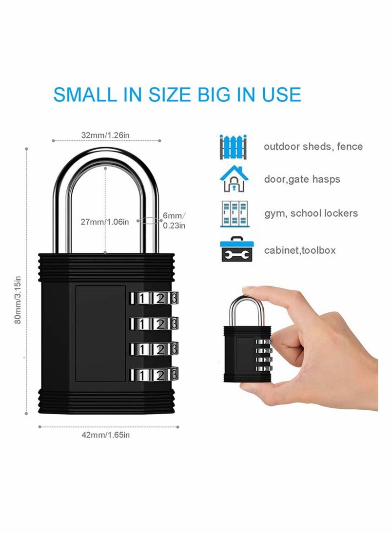 SYOSI 2 Pack Combination Lock Outdoor 4 Digit Padlock Waterproof for Indoor and Rustless Die-Cast School Gym Locker, Sports Hasp Storage, Fence, Gate, Case  - Image 4