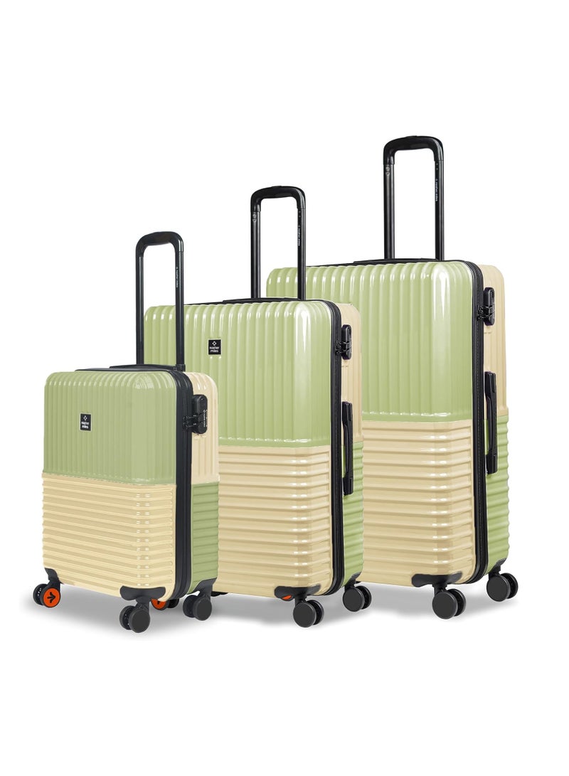 nasher miles Nasher Miles Istanbul Hard-Sided ABS and PC Luggage Set of 3 | 55cm, 65cm & 75cm | 8 Wheels Small, Medium & Large Trolley Bag for Travel | Suitcase (Green Yellow)  - Image 1