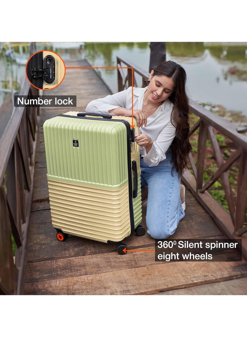 nasher miles Nasher Miles Istanbul Hard-Sided ABS and PC Luggage Set of 3 | 55cm, 65cm & 75cm | 8 Wheels Small, Medium & Large Trolley Bag for Travel | Suitcase (Green Yellow)  - Image 4