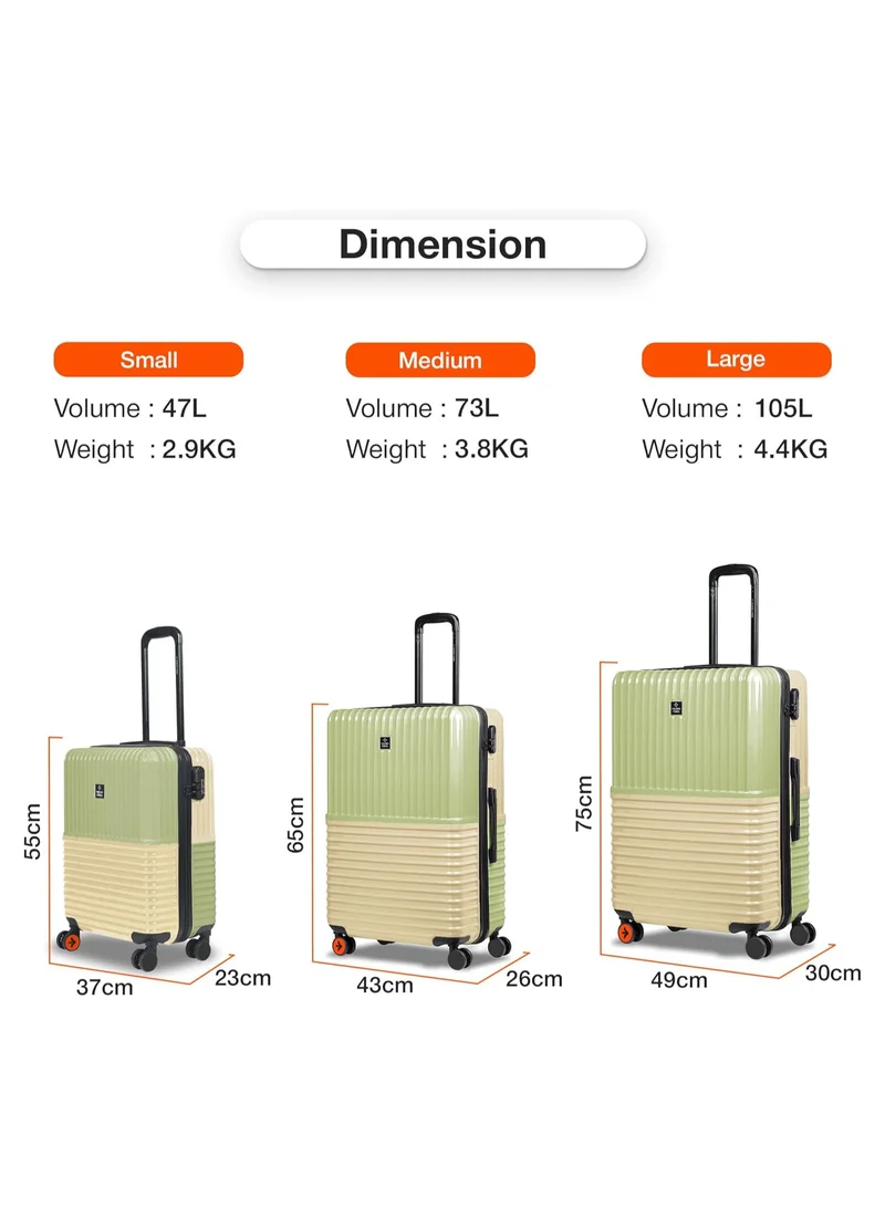 nasher miles Nasher Miles Istanbul Hard-Sided ABS and PC Luggage Set of 3 | 55cm, 65cm & 75cm | 8 Wheels Small, Medium & Large Trolley Bag for Travel | Suitcase (Green Yellow)