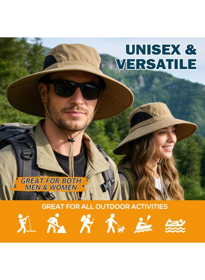 ZNARO Unisex Sun Hat Water-repellent Wide Brim Bucket Hat, Packable Boonie Hat for Fishing Hiking Gardening Safari Beach (Camel) - Image 2