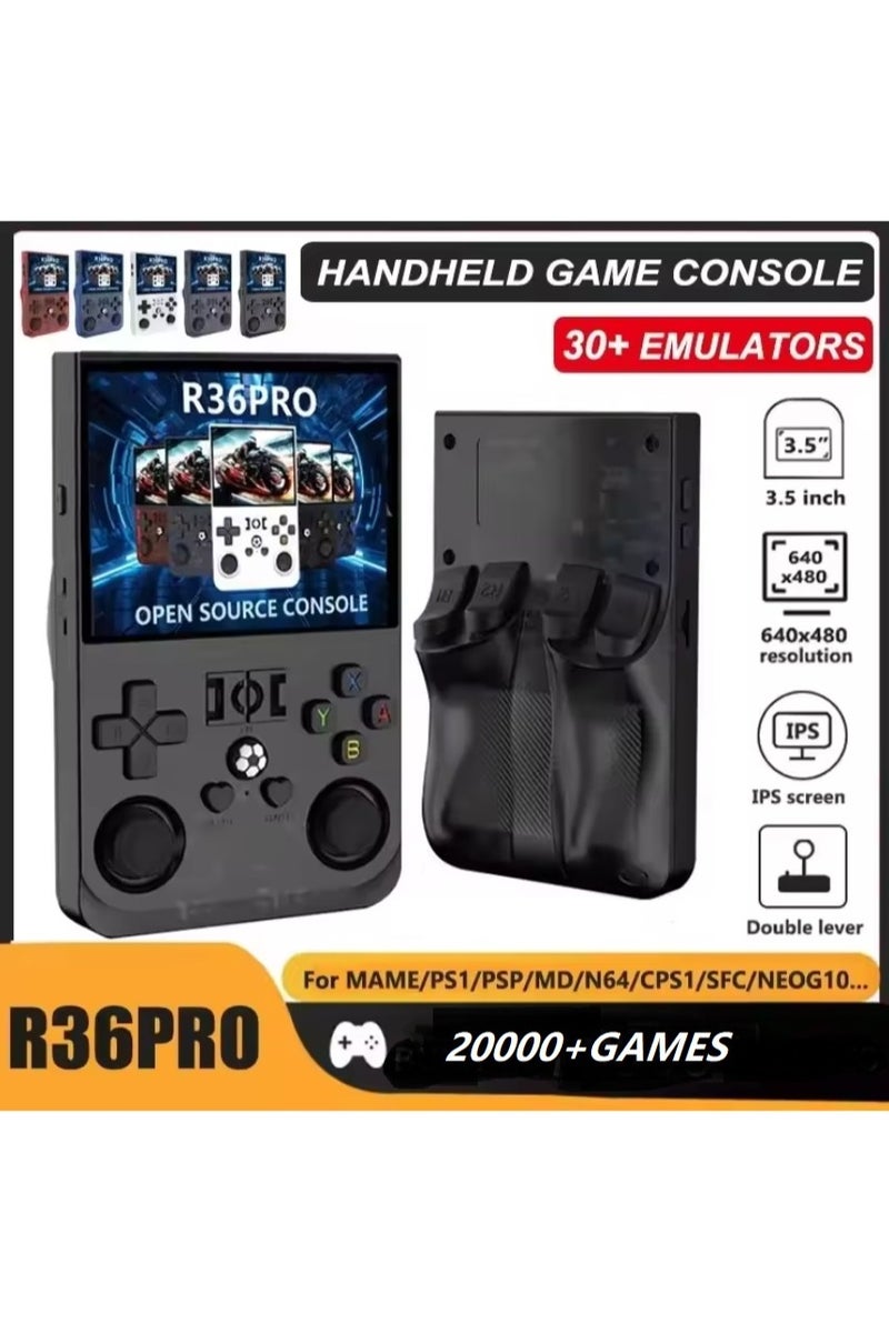 Ainawo Retro Handheld R36PRO Game Console With 64G TF Card,Support 20000+Games,3.5 Inch IPS Portable Rechargeable Open Source Game Console Emulator ,Support WiFi White - Image 2