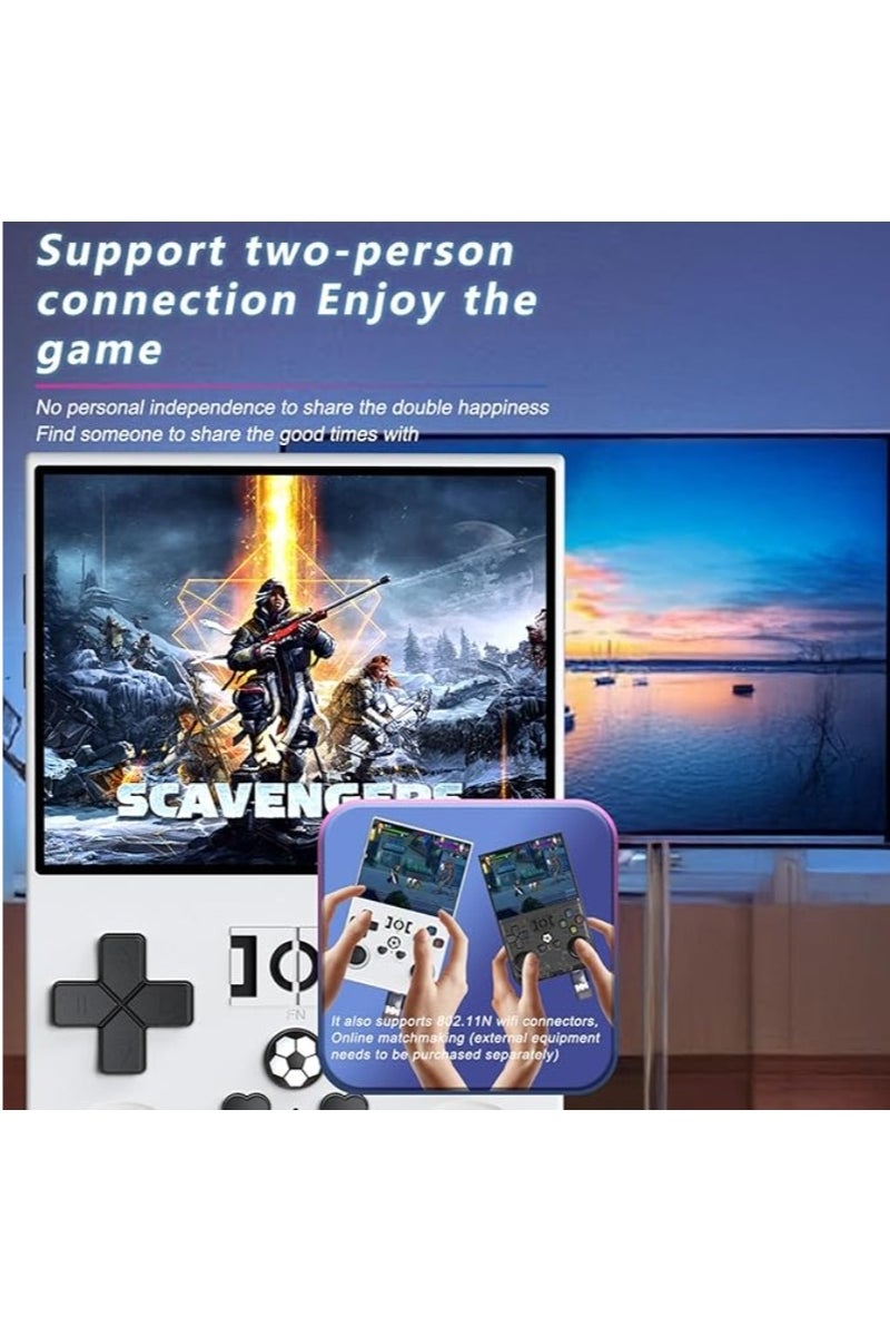 Ainawo Retro Handheld R36PRO Game Console With 64G TF Card,Support 20000+Games,3.5 Inch IPS Portable Rechargeable Open Source Game Console Emulator ,Support WiFi White - Image 3
