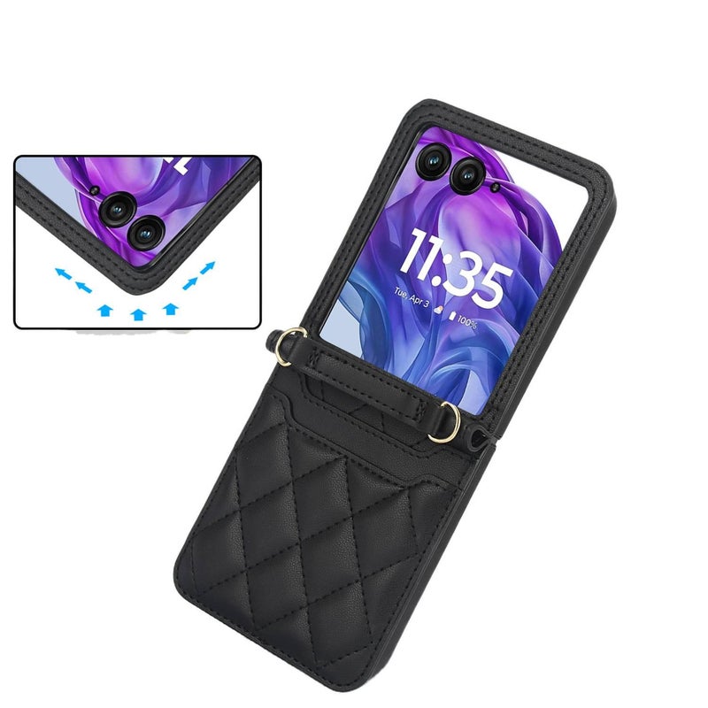 Protective PC for OPPO Find N3 Flip with Card Holder and Anti Fingerprint in White for Travel - Image 3