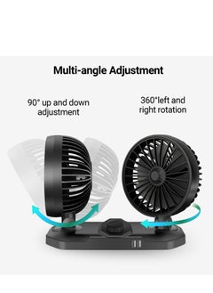 Excefore Dual Head USB Car Fan, 12 V 360°Adjustable Dual Head Cooling Air Fan, Two 3.1A USB Smart Output Charging Port,Suitable for Sedan SUV RV Truck Cruise, Home Office Desktop  - Image 3