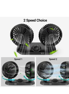 Excefore Dual Head USB Car Fan, 12 V 360°Adjustable Dual Head Cooling Air Fan, Two 3.1A USB Smart Output Charging Port,Suitable for Sedan SUV RV Truck Cruise, Home Office Desktop  - Image 5