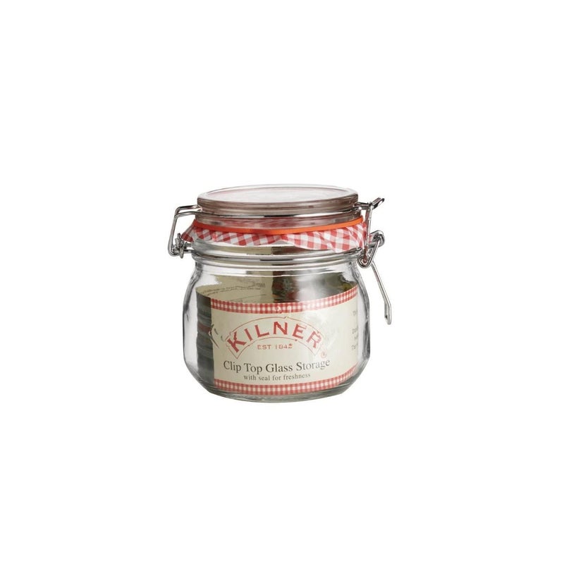 Kilner Kilner Premium Brorosilicate Glass Food Storage Container Jar for thinKitchen with Clip Top Airtight Lid, 500ML, 1 Pieces Round - Image 1