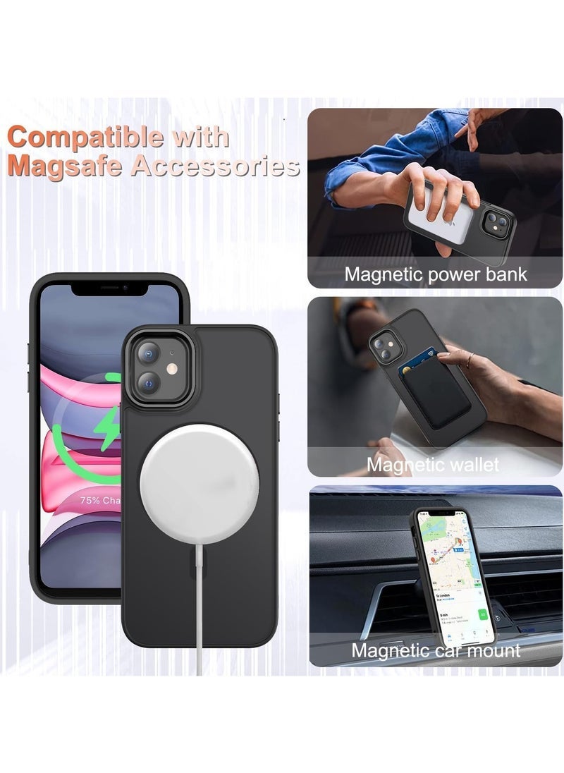Raxoom iPhone 11 Case, Matte Magnetic Phone Case with 1 Screen Protector, Compatible with Magsafe, Translucent Frosted Slim Shockproof Protective Cover for iPhone 11 6.1 inch, Black - Image 3