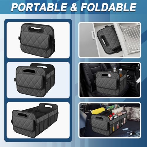 Deosk Car Trunk Organizer for SUV, Car Organizers and Storage with 6 Pocket, Car Accessories for Women/Men 50L Waterproof Polyester Trunk Organizer(Medium,Charcoal) - Image 4