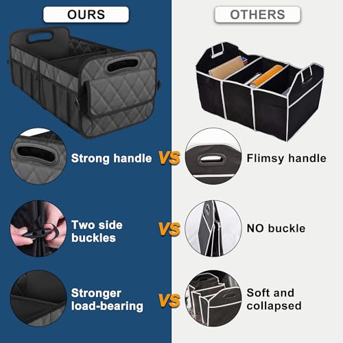 Deosk Car Trunk Organizer for SUV, Car Organizers and Storage with 6 Pocket, Car Accessories for Women/Men 50L Waterproof Polyester Trunk Organizer(Medium,Charcoal) - Image 2