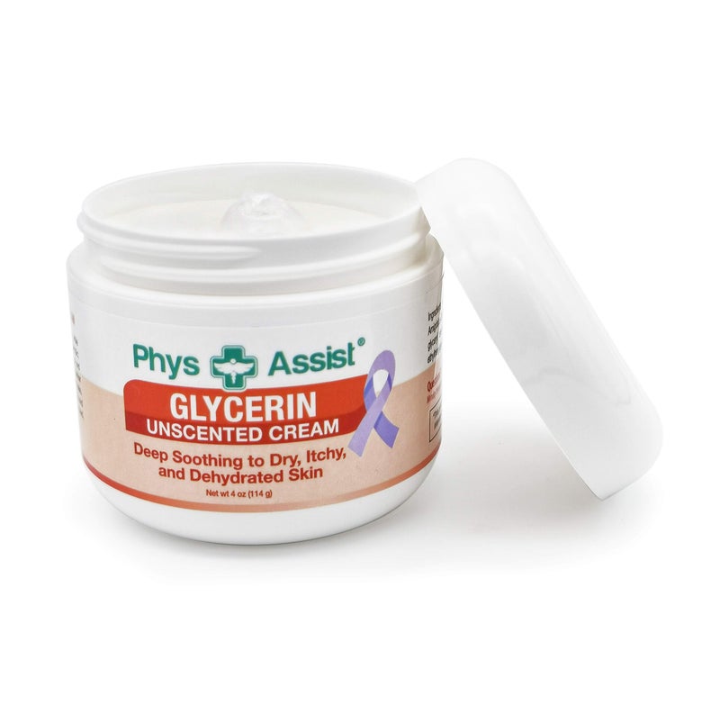 PhysAssist Oncology Glycerin Unscented Moisturizer Cream for Dry Stressed Skin. Designed for those with Fragrance Intolerances after Radiation and Chemo Treatments. 4 Oz jar. - Image 2
