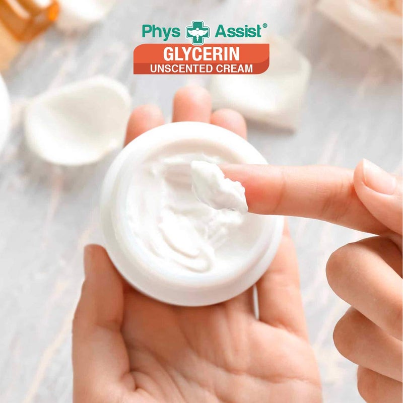 PhysAssist Oncology Glycerin Unscented Moisturizer Cream for Dry Stressed Skin. Designed for those with Fragrance Intolerances after Radiation and Chemo Treatments. 4 Oz jar. - Image 3