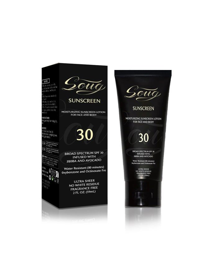Sunscreen Black Girl (2 Fl. Oz), Face & Body Moisturizing Sunscreen Lotion SPF 30, For Melanin Rich Skin,No White Residue,1 PCS - Image 1