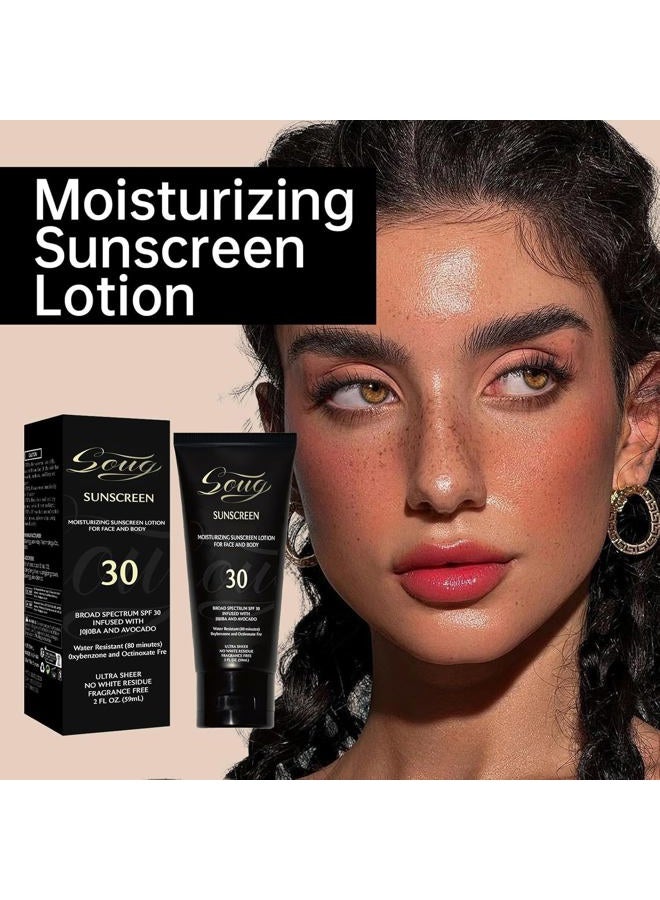 Sunscreen Black Girl (2 Fl. Oz), Face & Body Moisturizing Sunscreen Lotion SPF 30, For Melanin Rich Skin,No White Residue,1 PCS - Image 4