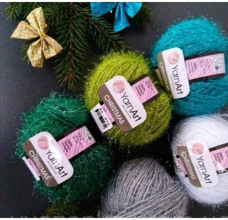 YarnArt خيوط يارن آرت كريسماس فانتسي اللامعة للخياطة المعدنية اللامعة 100 بولي أميد 176 أونصة 155 ياردة 50 جرام أميغورومي - Image 2