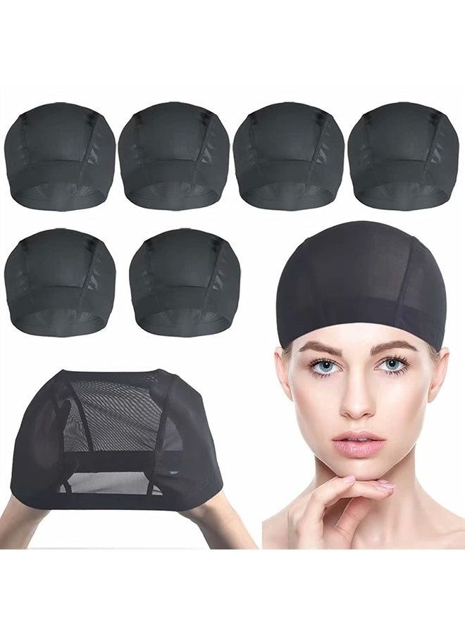 Smilco Mesh Dome Cap for Wig Making 6 Pack Stretchable Dome Mesh Lace Front Wig Caps for Women （Black） - Image 1