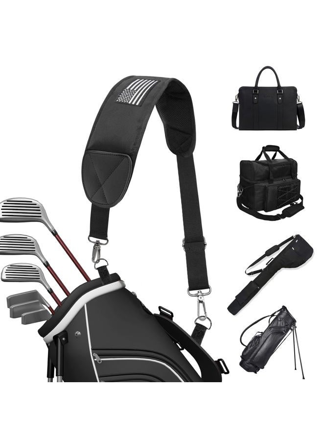 BAIRBRE Golf Bag Shoulder Strap Replacement Single Padded Shoulder Strap Adjustable Golf Bag Strap Waterproof Star Golf Bag Backpack Straps Black - Image 1