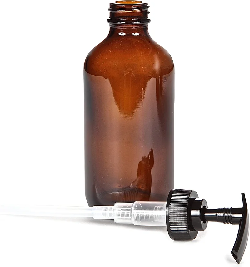 Quesera  Amber Glass Soap Dispenser with Plastic Pump, 16 Oz Pack of 2 Brown Dish and Hand Soap Dispenser Set Refillable Reusable Apothecary Soap Pump Dispenser bottles for Bathroom and Kitchen  | Best Price UAE