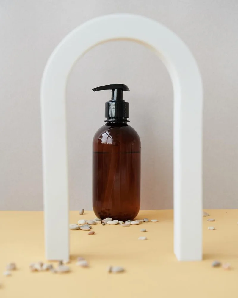 Quesera  Amber Glass Soap Dispenser with Plastic Pump, 16 Oz Pack of 2 Brown Dish and Hand Soap Dispenser Set Refillable Reusable Apothecary Soap Pump Dispenser bottles for Bathroom and Kitchen  | Best Price UAE