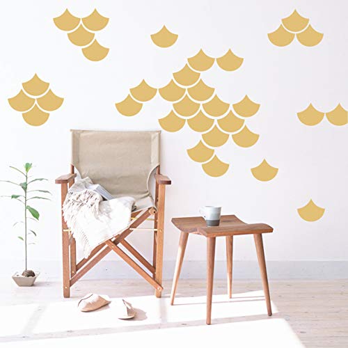 GESTYZ 40 Pcs Mermaid Scale Wall Decal, Nursery Decor, Geometric Decals, Modern Wall Decals, Unique Wall Decor for Kids, Wall Decals for Girls Boys Room(Y06) (Matte Gold) - Image 1
