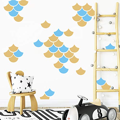 GESTYZ 40 Pcs Mermaid Scale Wall Decal, Nursery Decor, Geometric Decals, Modern Wall Decals, Unique Wall Decor for Kids, Wall Decals for Girls Boys Room(Y06) (Matte Gold) - Image 4