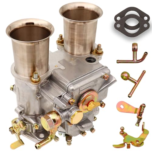 THUNDERMINGO 2 Barrel Carburetor For Weber 45 DCOE 45mm side draft Twin Choke Carb Fit with 4CYL 6CYL 8V L28 Engines, Replace Datsun 240 260 280Z MGB Toyota carb with Gaskets "T" Fuel inlet, Part Number19600.060 - Image 3