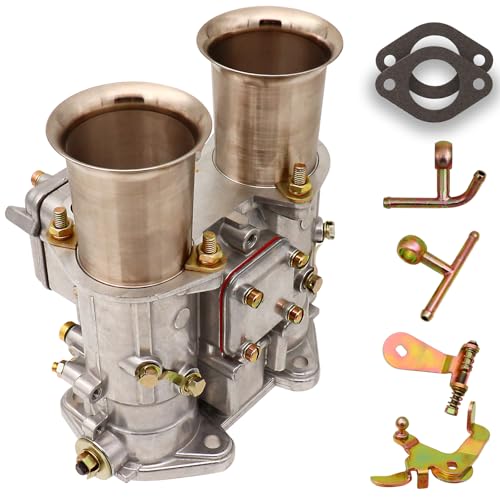 THUNDERMINGO 2 Barrel Carburetor For Weber 45 DCOE 45mm side draft Twin Choke Carb Fit with 4CYL 6CYL 8V L28 Engines, Replace Datsun 240 260 280Z MGB Toyota carb with Gaskets "T" Fuel inlet, Part Number19600.060 - Image 5