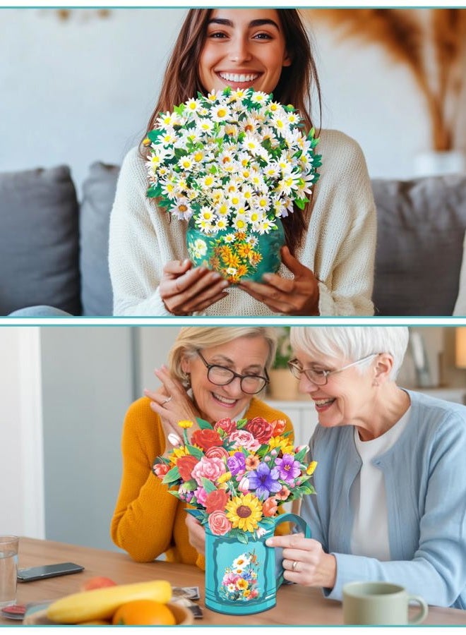 Magic Ants Pop up Flower Bouquet Cards Set, 4 Unique Floral Designs – Gerbera Daisies, Tulips, Sunflowers & Roses – 3D Greeting Cards for Birthdays, Mother's Day, Thank You, Get Well, and More – Elegant Gift for - Image 4