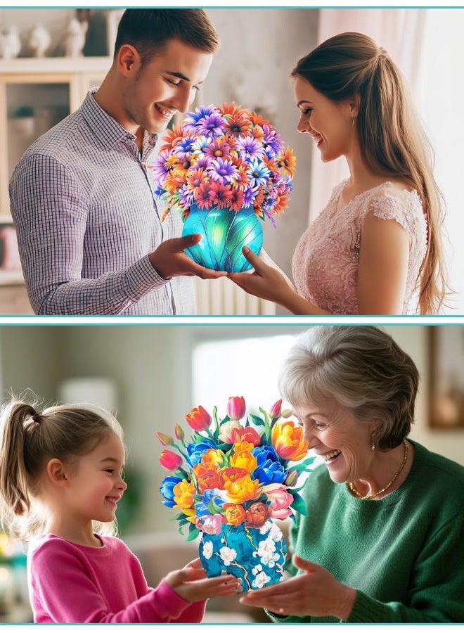 Magic Ants Pop up Flower Bouquet Cards Set, 4 Unique Floral Designs – Gerbera Daisies, Tulips, Sunflowers & Roses – 3D Greeting Cards for Birthdays, Mother's Day, Thank You, Get Well, and More – Elegant Gift for - Image 5