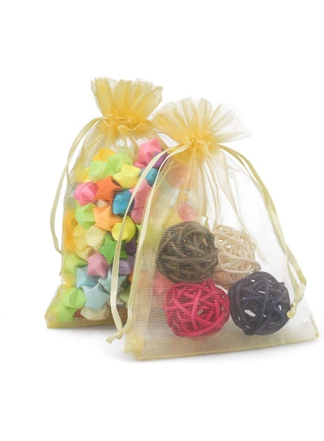 G2PLUS (100pcs Pure Color Style-golden Yellow) - Organza Bags, 100 PCS 10cmX15cm (4"X6") Drawstring Organza Jewellery Favour Pouches Wedding Party Festival Gift Bags Candy Bags (Golden Yellow) - Image 4